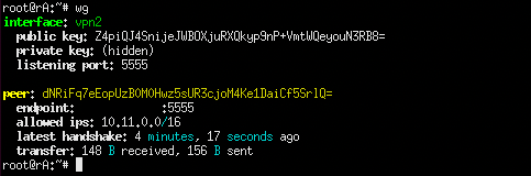 WireGuard information displayed from wg command